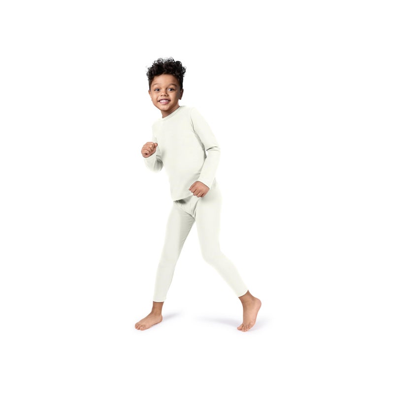 Rocky Thermal Underwear Kids, Boys Thermal Underwear Set Long Johns Thermals Kids Base Layer kid thermals top bottom set Boys Winter Clothes Shirt & Pants, Ski/Extreme Cold (White, Small) - Image 1